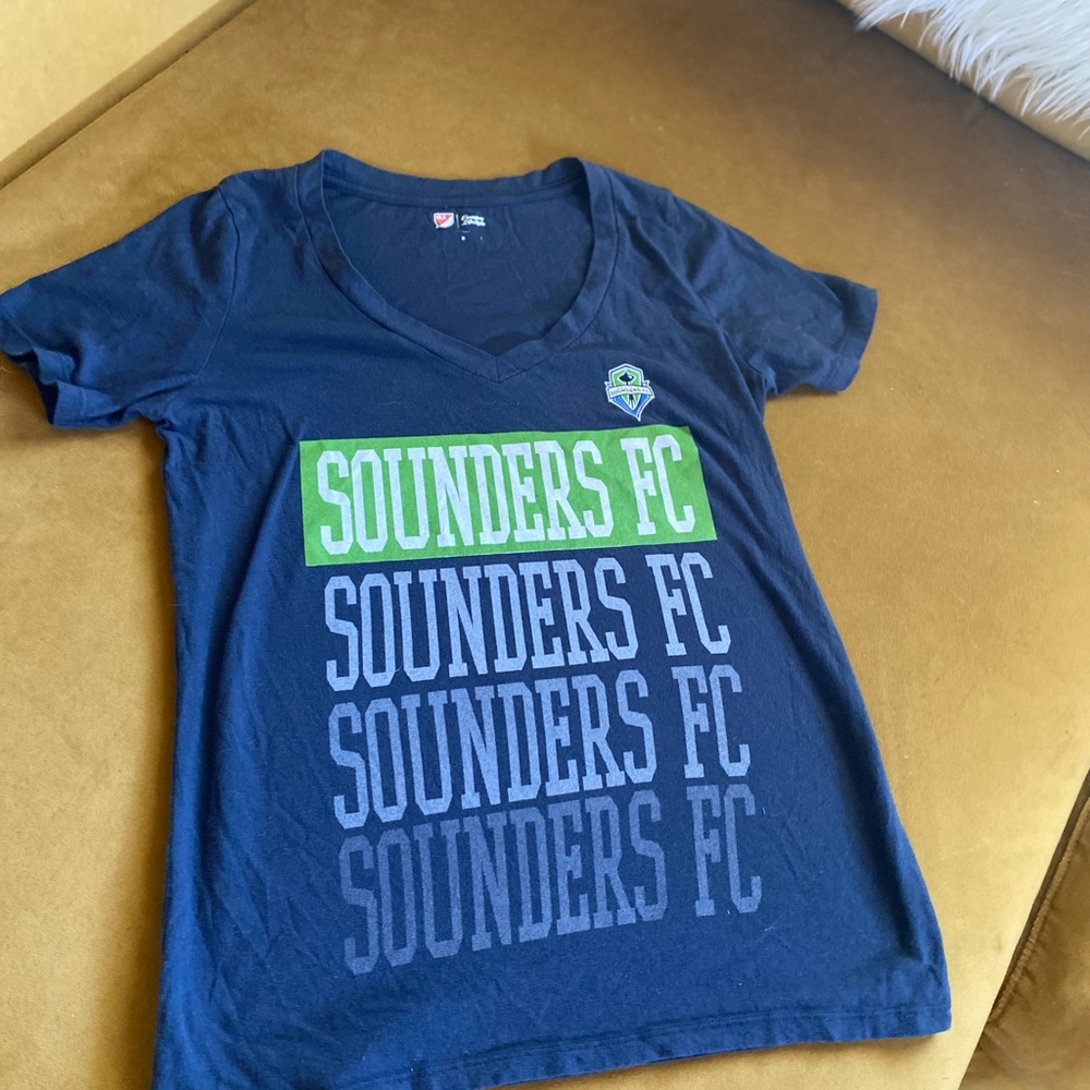 Women's Navy Blue Sounders FC V-Neck Tee